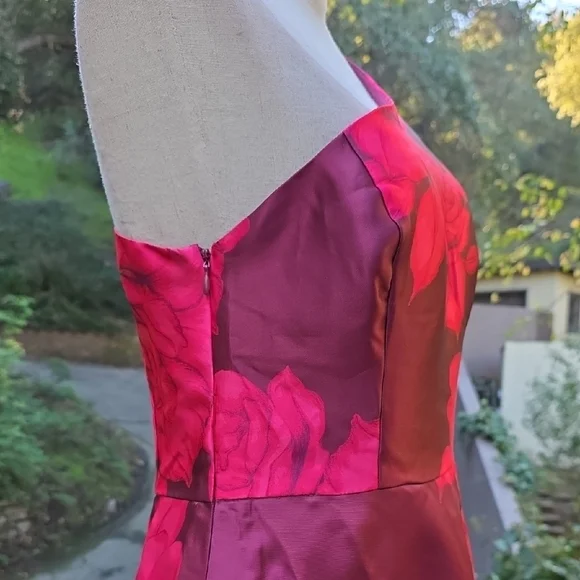 NWOT $250 BOSTON PROPER ONE SHOULDER ROSE PRINT GOWN DRESS IN PINK MULTI SIZE 10 - Picture 7 of 9